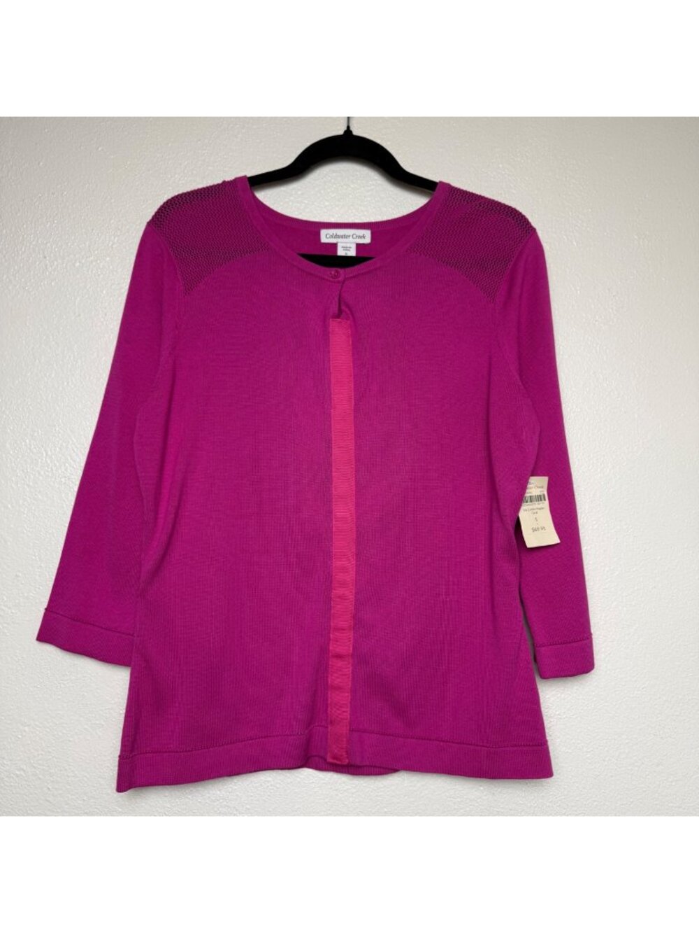 NWT Coldwater Creek Silk & Cotton Raglan Cardigan In Magenta Size Small
